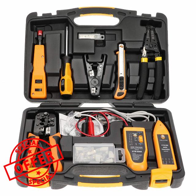InstallerParts Professional Network Tool Kit 15 In 1 - RJ45 Crimper Tool Cat 5 Cat6 Cable Tester