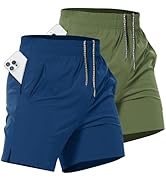 Lempue 2 Pack Mens Athletic Workout Shorts 7 Inch Quick Dry Gym Shorts with Pockets, Sports Tenni...
