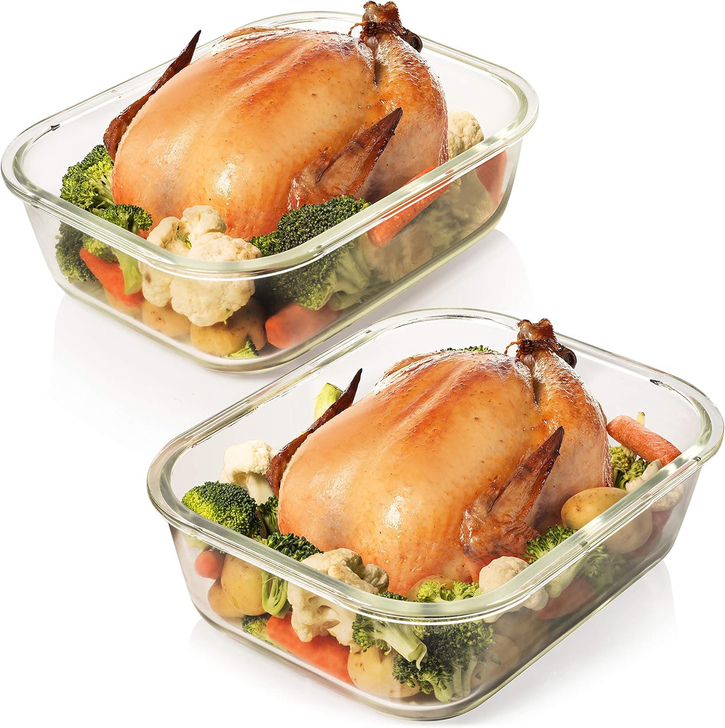 Razab 10 Cups/ 80 Oz 4 Pc (Set of 2) Glass Food Storage Containers with Airtight Locking Lids-For Storing & Serving Food. BPA Free & Leak Proof - Microwave