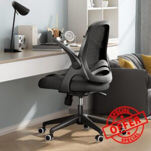 Hbada Office Desk Chair with Flip-Up Armrests and Saddle Cushion