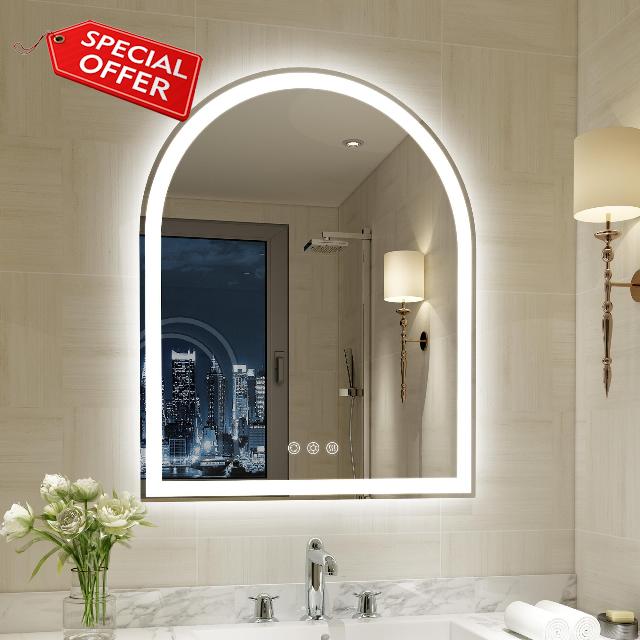 Arched LED Mirror for Bathroom 24 x 30 Inch