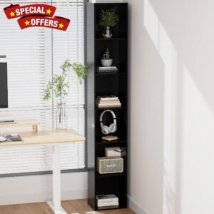 Tall Narrow Bookshelf 6-Tier Bookcase