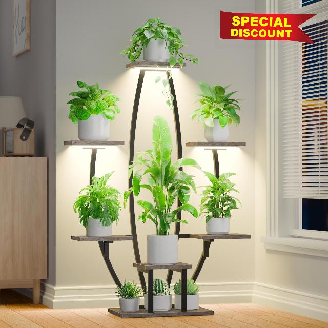 Plant Stand Indoor with Grow Lights - 7 Tiered Corner Plant Shelf Indoor