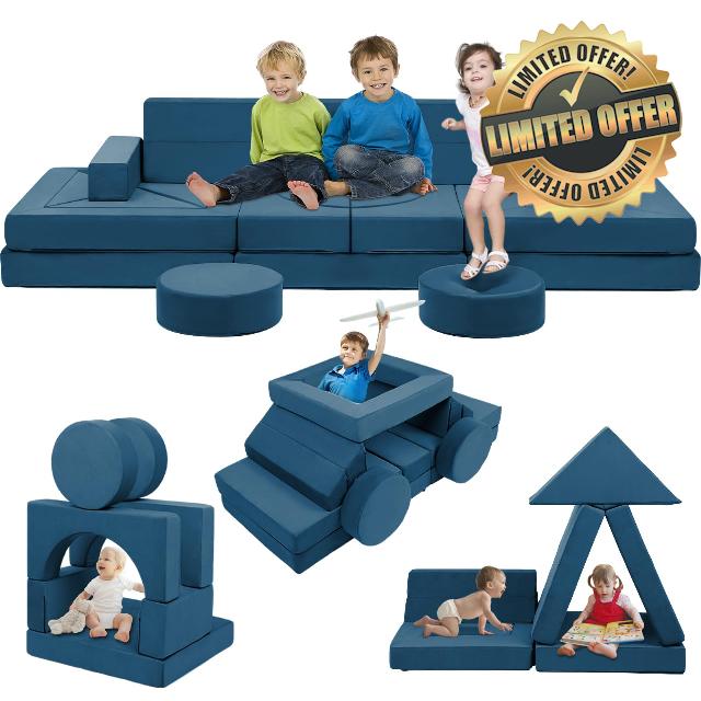 Edbuosy 22Pcs Modular Kids Play Couch - Kids Couch for Playroom Bedroom Living Rooms Toddler Sofa for Inspiring Child Creativity，Children Convertible Foam Sofa
