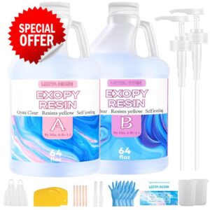 LEEYA Epoxy Resin Crystal Clear Epoxy Resin Kit 1 Gallon