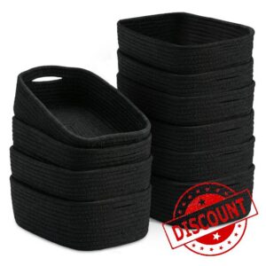 10 Pack Black Small Woven Baskets for Organizing