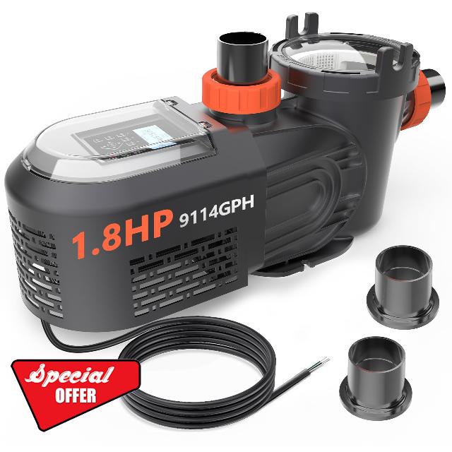 1.8 HP Variable Speed Pool Pump for Above & Inground Pools