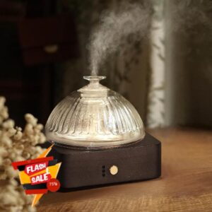Glass Dome Essential Oil Diffuser with Glass Reservoir & Wood Base-Plastic Free