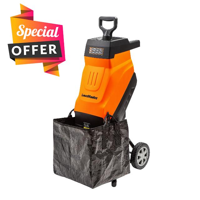 LawnMaster FD1503 Electric Wood Chipper Shredder 15-Amp 1.8-Inch Cutting Diameter Max 14:1 Reductio