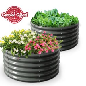 A ANLEOLIFE 2-Pack 4ft x 18” Tall Galvanized Raised Garden Beds Outdoor