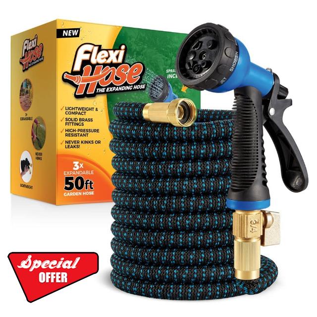 Flexi Hose Expandable Garden Hose with 8 Function Nozzle