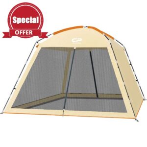 CAMPROS CP Screen House Room with 1 Side Wind/Sun Panel Canopy Tent Camping Tent Screen Shelter Gazebos for Patios Outdoor Camping Activities