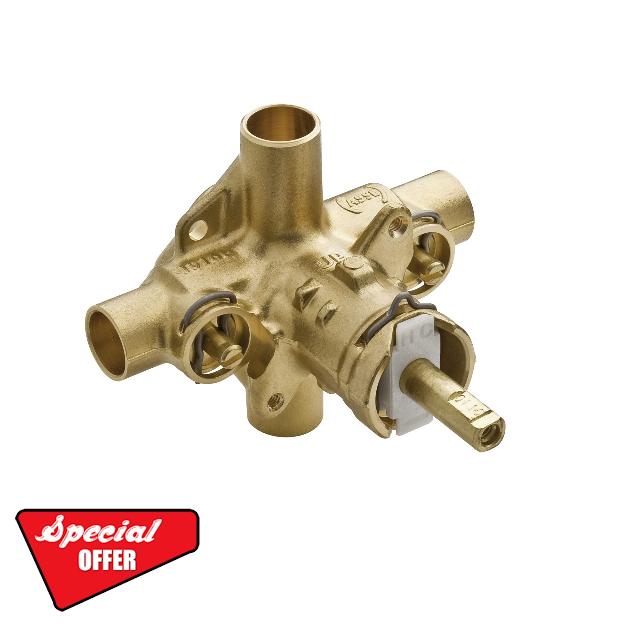 Moen PosiTemp Rough In Pressure Balancing Cycling 4 Port Tub and Brass Shower Valve with Stops