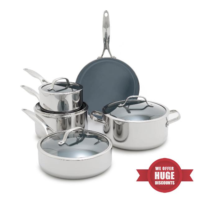 GreenPan Valencia Pro Tri-Ply Stainless Steel 9 Piece Cookware Set