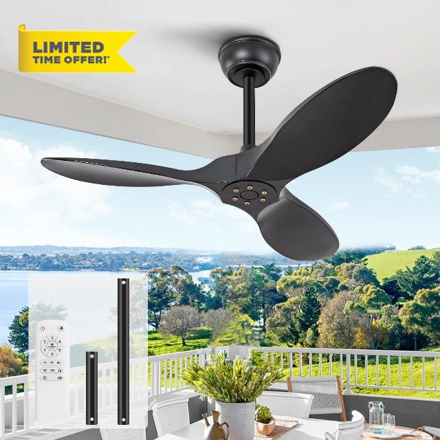 KBZZ 36 Inch Black Ceiling Fan without Light