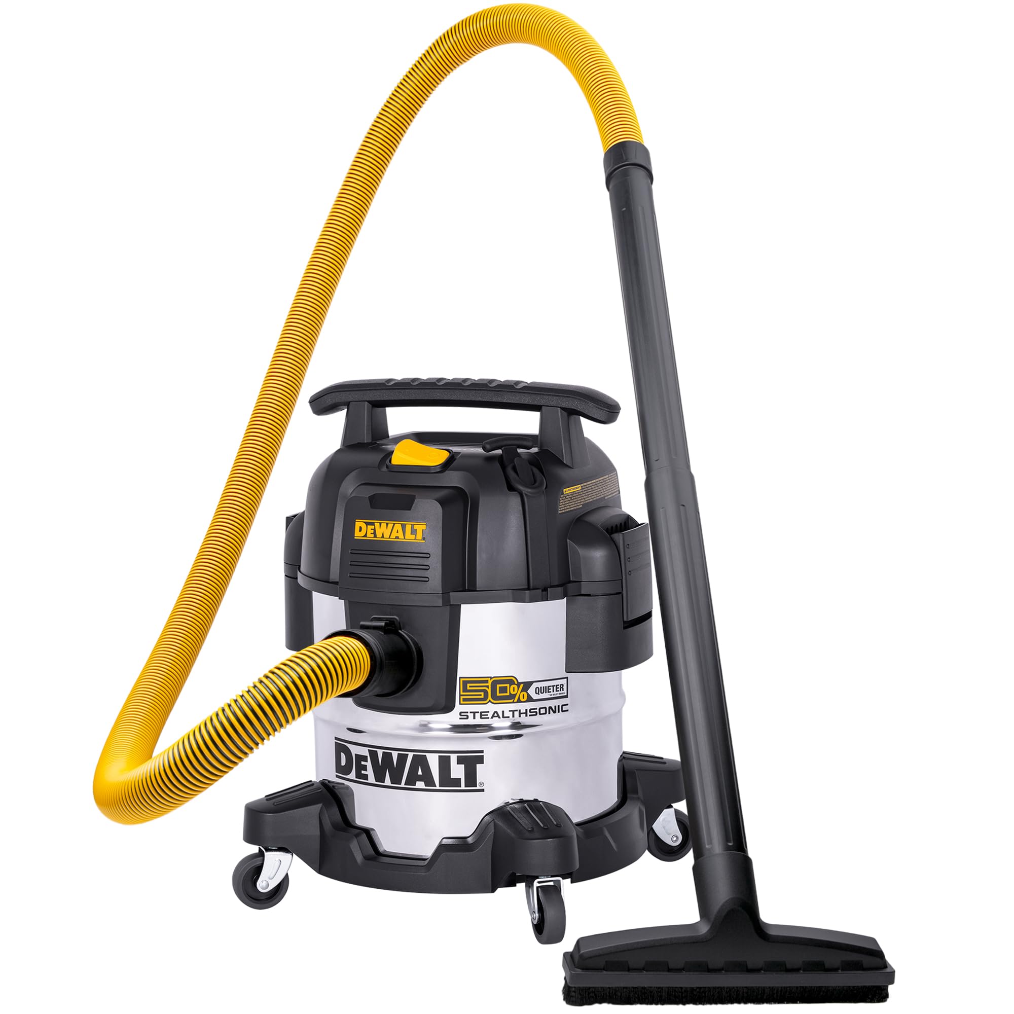 DEWALT 5 Gallon 4 HP STEALTHSONIC Shop Vacuum Wet and Dry DXV05S-QTB with 6 Dust Bags Ultra Quiet Stainless Steel Wet/Dry Vacuum Cleaner with Powerful Suction for Garage