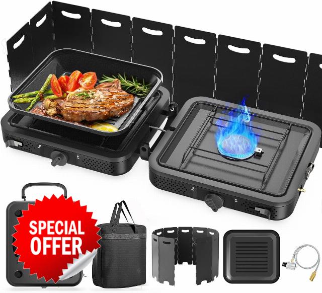 2 Burner Portable Camping Stove Propane