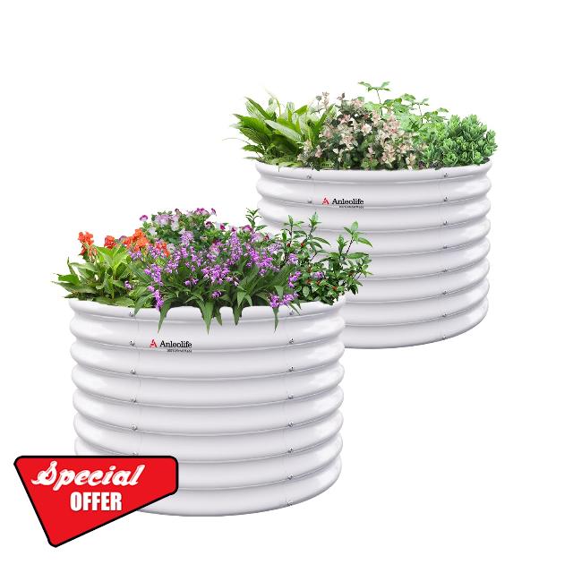 A ANLEOLIFE 2-Pack 3ft x 24” Tall Galvanized Raised Garden Beds Outdoor