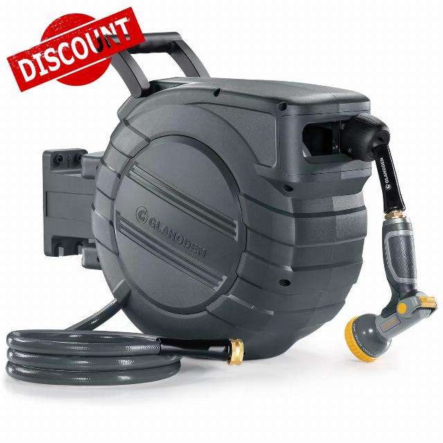 GLAHODEN Retractable Garden Hose Reel 1/2 in x 100 ft