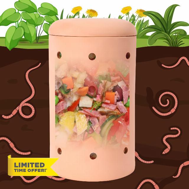 Underground 11 Inch Garden Worm Farm Outdoor Compost Bin for Organic Refuse Red Pottery Ceramics with Holes and Lid Clay for Garden Worm Composte