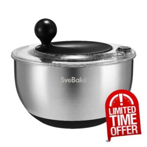 5.3Qt Stainless Steel Salad Spinner with Stop Button