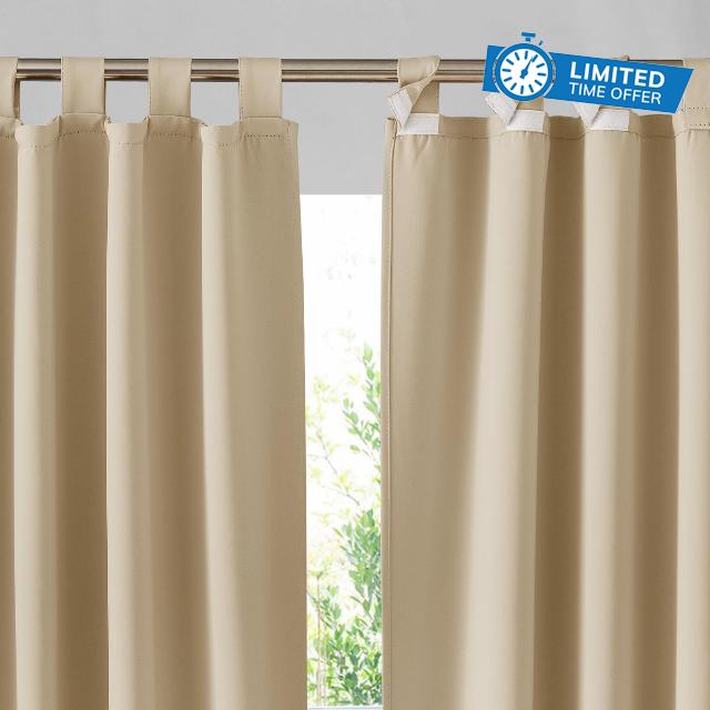RYB HOME 2 Panels Outdoor Curtains for Patio Waterproof Sticky Top Block Sunlight Thermal Insulated Privacy Assured Thick Outside Curtains for Deck