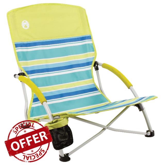 Coleman Utopia Breeze Lightweight Beach Chair with Cup Holder