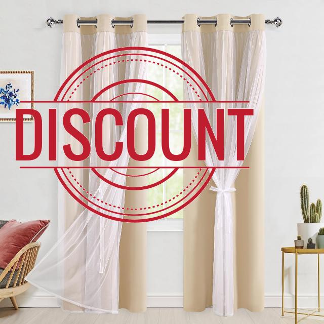 Hiasan Blackout Curtains with Sheer Overlay