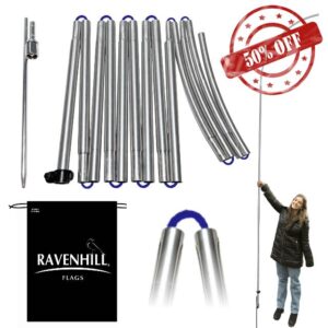 Ravenhill Feather Flag Pole Kit up to 13 FT with Rotating Ground Stake with Bearing Ring