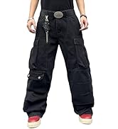 DFGIGT Hip Hop Baggy Jeans for Men Stylish Wide Leg Skater Jeans Loose Fit Denim Pants Streetwear