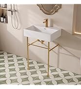 DeerValley 22"x14" Wall Mounted Bathroom Sink with Towel Rack, Rectangular Small Floating Bathroo...