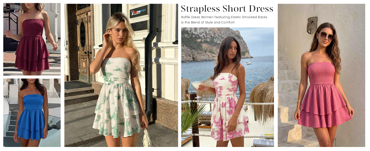 Strapless Short Dress for Women Trendy Chic Summer Clothes