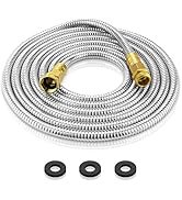 Rosy Earth Garden Hose 10 FT, 304 Stainless Steel Metal Water Hose, Heavy Duty Flexible Leader Ho...