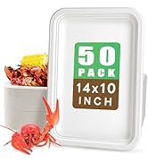 Gezond 100 Pack 14 Inch Disposable Food Trays Eco-Friendly Heavy-Duty Large Paper Plates Composta...