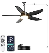 Phylluz 72'' Silver Ceiling Fans with Lights, 8 Blades Large Ceiling Fan Remote/APP Control, Dimm...