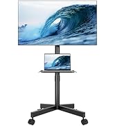BONTEC Rolling TV Stand with Tilt, Mobile TV Stand Wheels for 23–65 Inch LED LCD TVs, Portable TV...