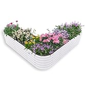 A ANLEOLIFE L-Shaped Galvanized Raised Garden Beds Outdoor,74x74x18in Large Metal Planter Box for...
