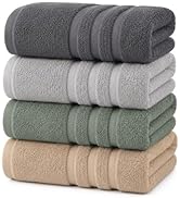 Velqora Bath Towels 4 Pack, 30 x 60 Inches, Large 100% Cotton Towels, Soft, Absorbent, Comfortabl...
