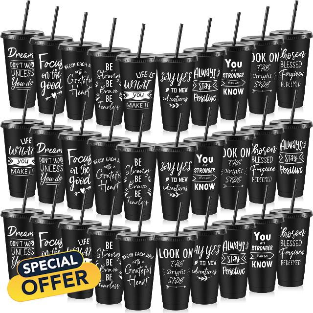 Uiifan 30 Pcs Inspirational Cups Bulk Appreciation Gifts for Employee Coworker Staff Team Thank You Gifts