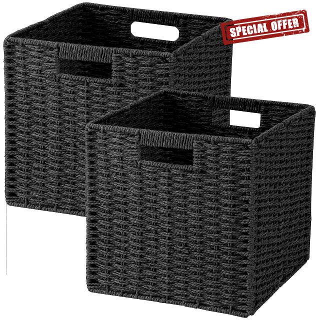 Woven Wicker Storage Baskets 2-Pack