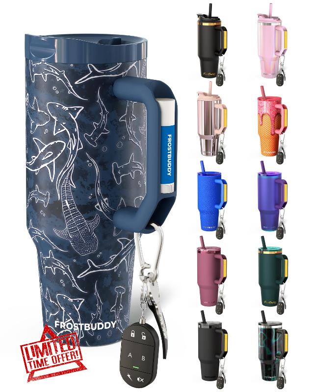 Thicc Buddy - 40 oz Stainless Steel Vacuum Insulated Tumbler with Lid and Straw for Water - Travel Mug Cupholder Friendly - Gifts for Women Men Him Her (Midnight Reef)