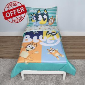 Bluey 4 Piece Toddler Bedding Set – Includes Comforter