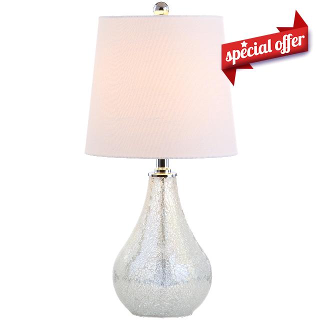 JONATHAN Y 20.5" Mosaic White Coastal Mini LED Table Lamp for Living Room Office