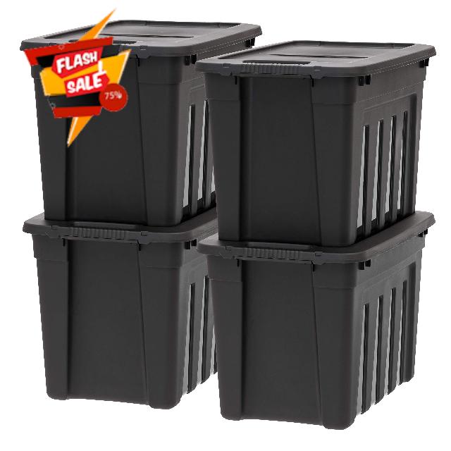 IRIS USA 20 Gallon Heavy Duty Storage Totes with Easy-Grip Handles