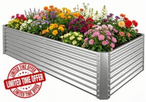 Tall Galvanized Raised Garden Bed Kit Outdoor Patio