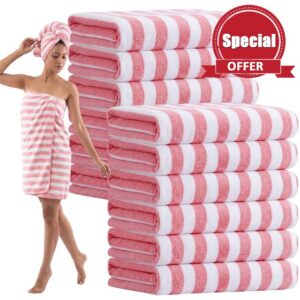 SmoothNovelty 12 Pack Microfiber Bath Towels Bulk 30'' x 70'' Oversized Beach Towel Extra Large Big Shower Body Sheet Highly Absorbent Soft Drying for Pool Bathroom Salon Hotel Party(Pink)