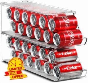 Sorbus Soda Can Organizer for Refrigerator Stackable Can Holder Dispenser with Lid for Fridge