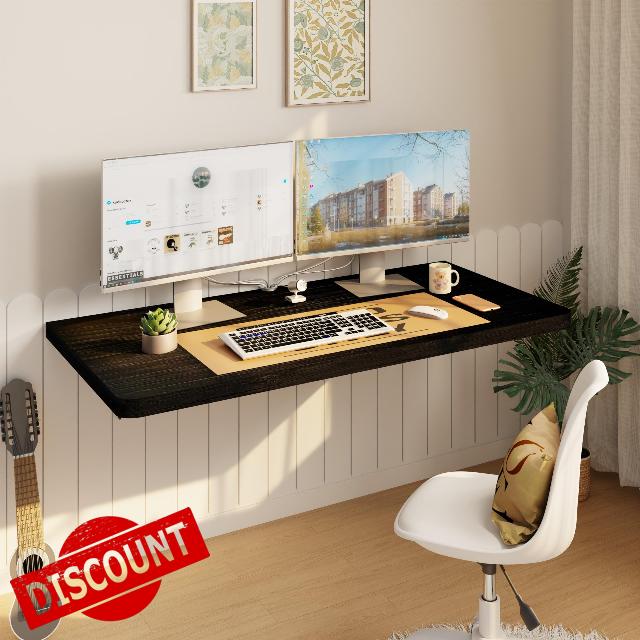 IAE Floating Wall Mounted Folding Table Desk with Pine Wood