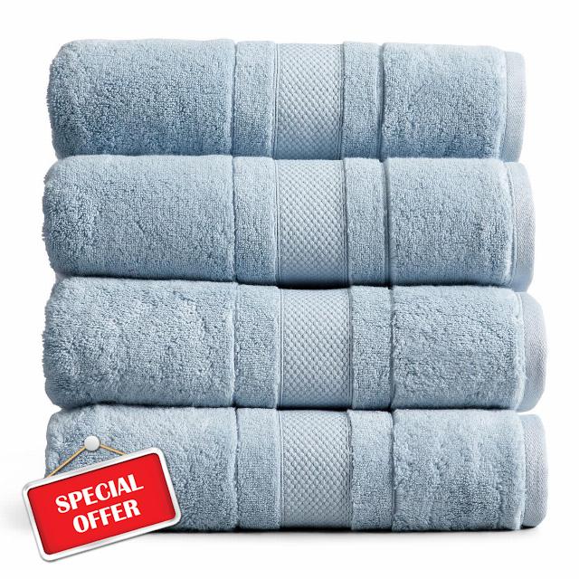 Springtree Home Luxury 100% Cotton Bath Towels Set of 4 | 100% Zero Twist Cotton | Premium Bath Towels | Ultra Soft Thick Plush & Highly Absorbent | Luxury Hotel & Spa Bathroom Towels | Blue