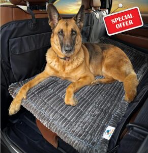 APetsPlanet Dog Bed for Car Back Seat Extender - Non-Slip Backseat Cushion for Dogs - Travel Plush Pet Mat Topper for Cars
